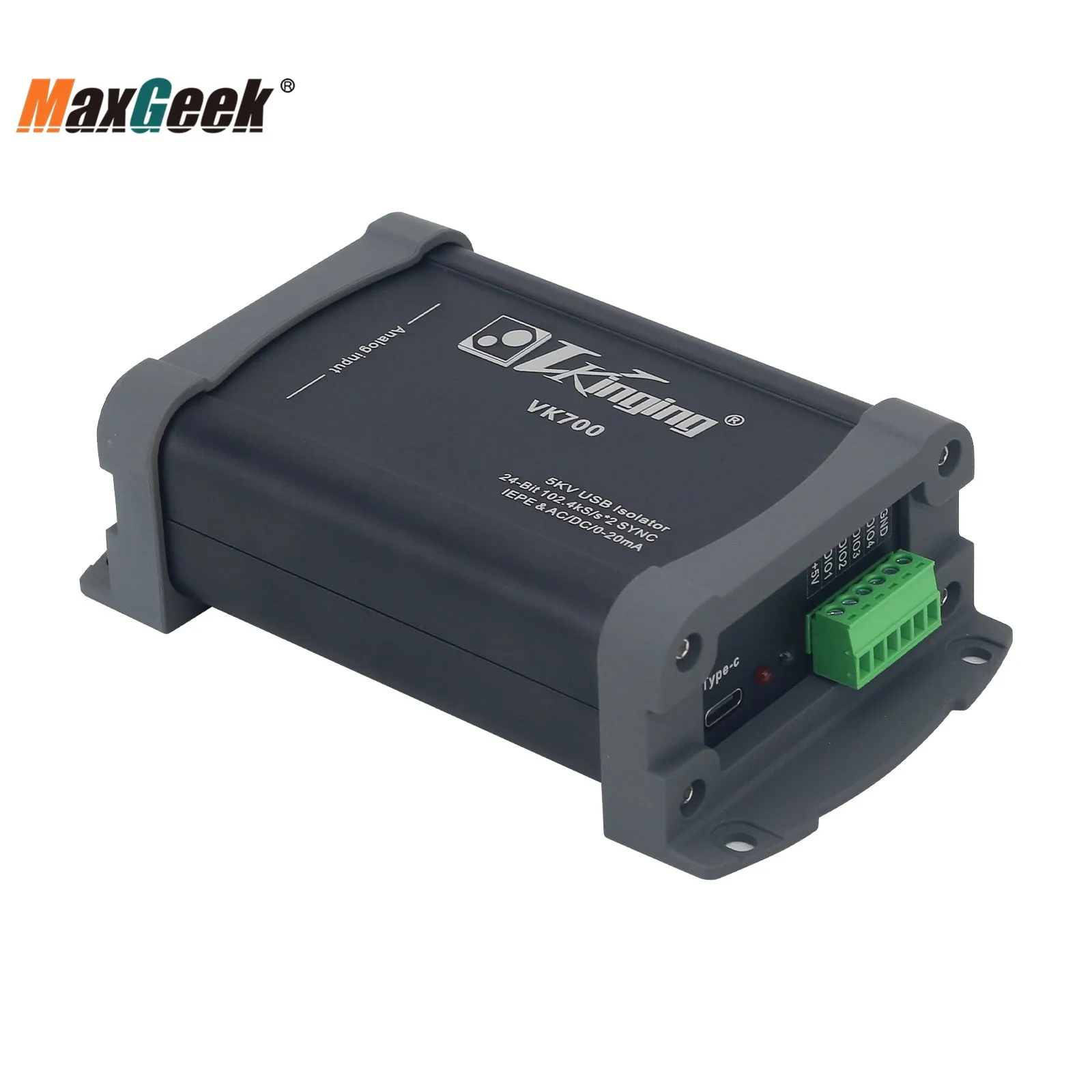 Maxgeek VKinging VK700 5KV USB Isolator 24bit Data Acquisition Card DAQ for 102.4K Sampling ADC/IEPE/0-20mA