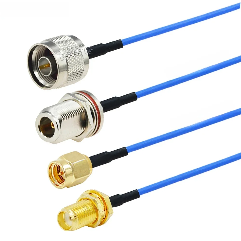 1PCS RG-405 N naar SMA Connector SMA Mannelijke/Vrouwelijke naar N Mannelijke/Vrouwelijke Blauw RG405 Coaxiale Pigtail kabel Uitbreiding Jumper 50Ohm - afbeelding 2