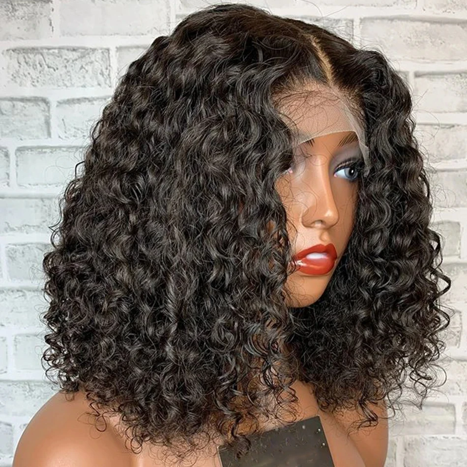 Jerry Curly Short Bob Wigs 13x6 Lace Frontal Human Hair Wigs 5x5 Glueless Wigs Lace Closure Transparent 13x4 Lace Font Wigs