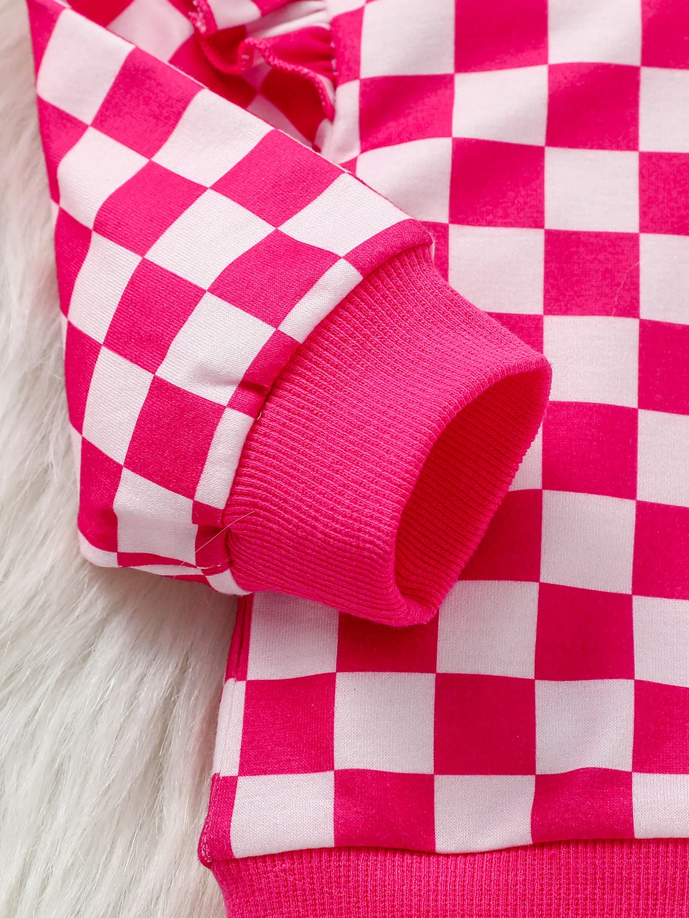 2Pcs Baby Girls Pink Long Sleeve Plaid Sweatshirt +Pants For Fall/Winter  Casual Clothing Set