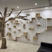 1 Piece Cat Tree Wall Mounted Cat Climbing Bridge with Scratching Post and Cat Hammock Sisal Ladder for Kitten Playing and Rest