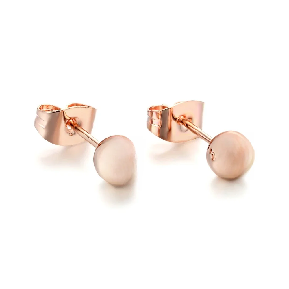 Double Fair Simple Little Metal Ball Kolczyki sztyfty dla kobiet Mężczyźni Codzienna klasyczna biżuteria w kolorze różowego złota Hurtownia DFE445M — zdjęcie 2