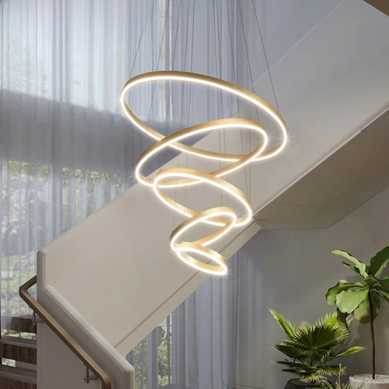 Nowoczesny Żyrandol LED Pierścieniowy Okrągły Lampa Wisząca Sufitowa Czarna Loft Salon Jadalnia Kuchnia Oprawy Oświetleniowe Wewnętrzne — 2