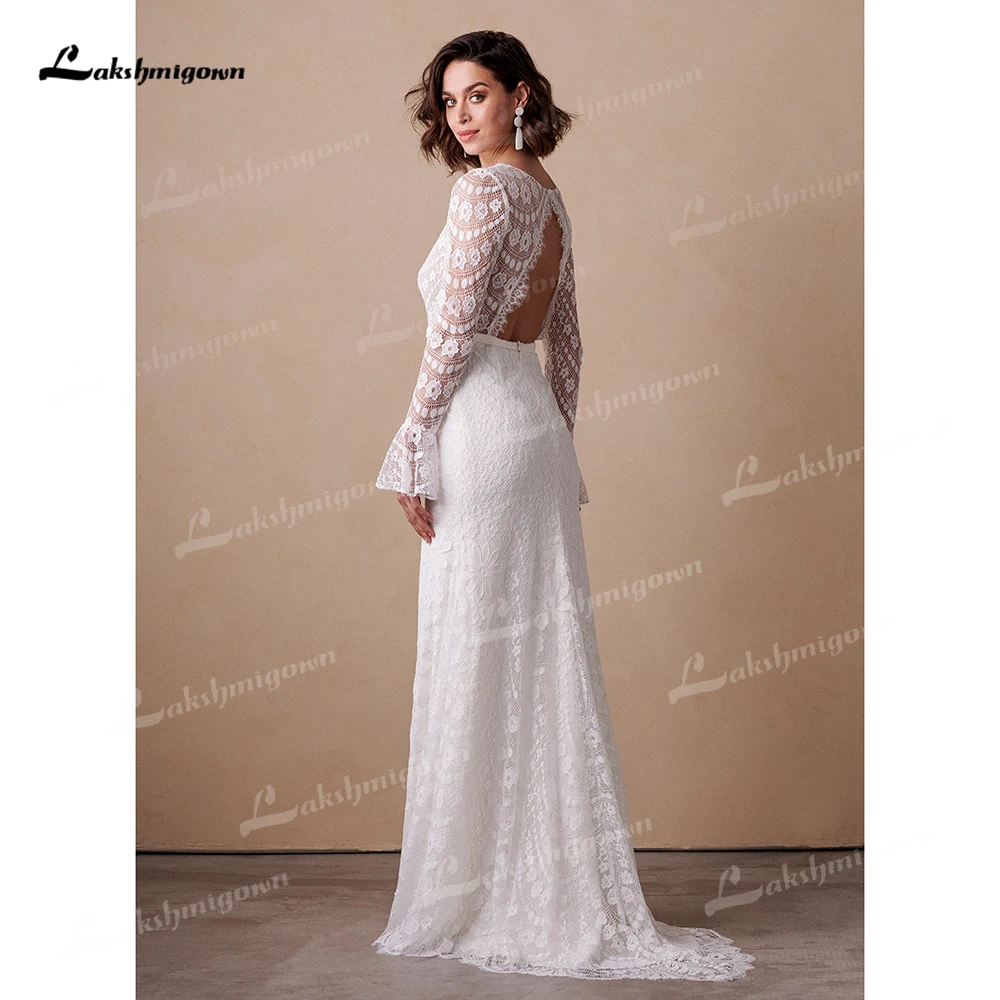 Lakshmigown Full Lace Flare Sleeve Sexy Mermaid Wedding Dress For Women 2025 Boho Bridal Gown vestidos de novia robe de mariée