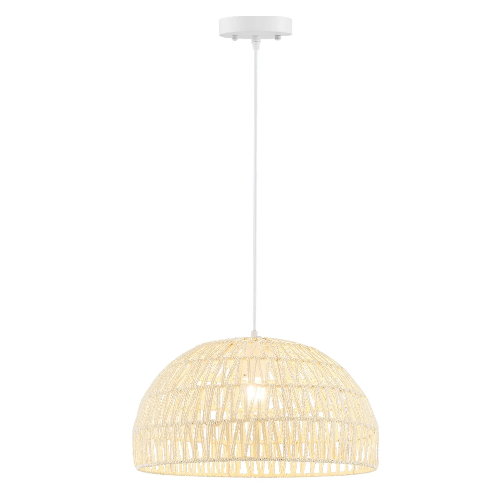 

Hanging Chandelier Lamp w/ Paper Ropes Lampshade & Length Adjustable Wire