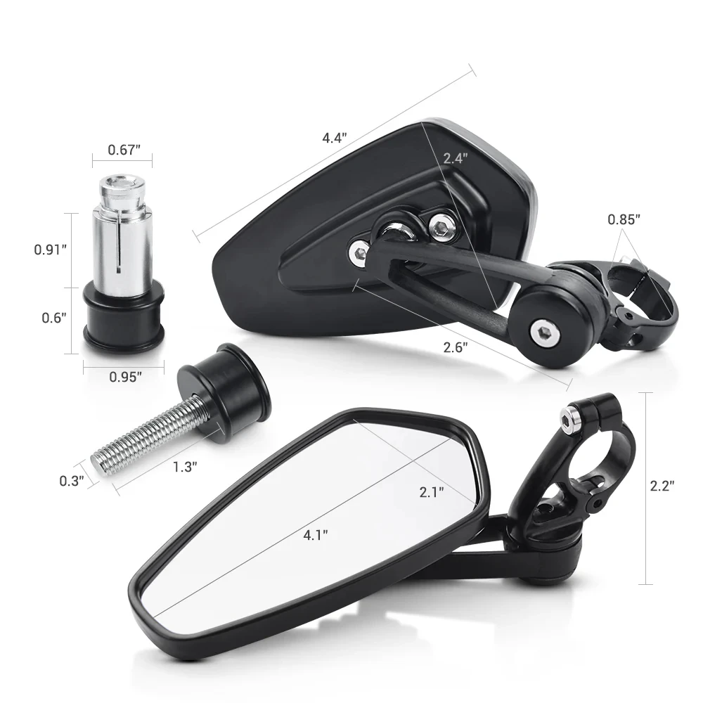 7/8" 22mm Motorcycle Handlebar End Mirror For Harley Yamaha Kawasaki Honda Suzuki HandleBar Rear View Side Mirror  7/8" 22mm image 5