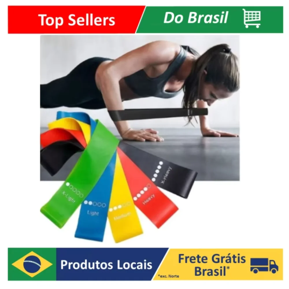 Kit 5 faixas elásticas thera mini band fisioterapia multi funcional crossfit