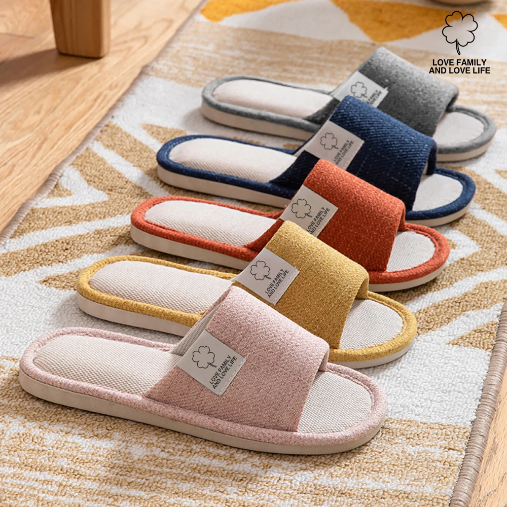 Unisex Slippers 1+1 Linen House Slippers Indoor Slippers Office Slippers