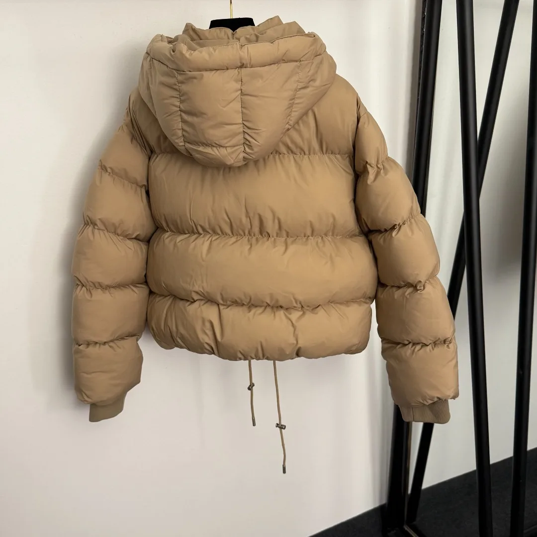 

Autumn And Winter Warm Women'S Short Cotton Jacket Windproof Cuff Hem Drawstring Waist Design Long Sleeve Hooded Cotton Jacket