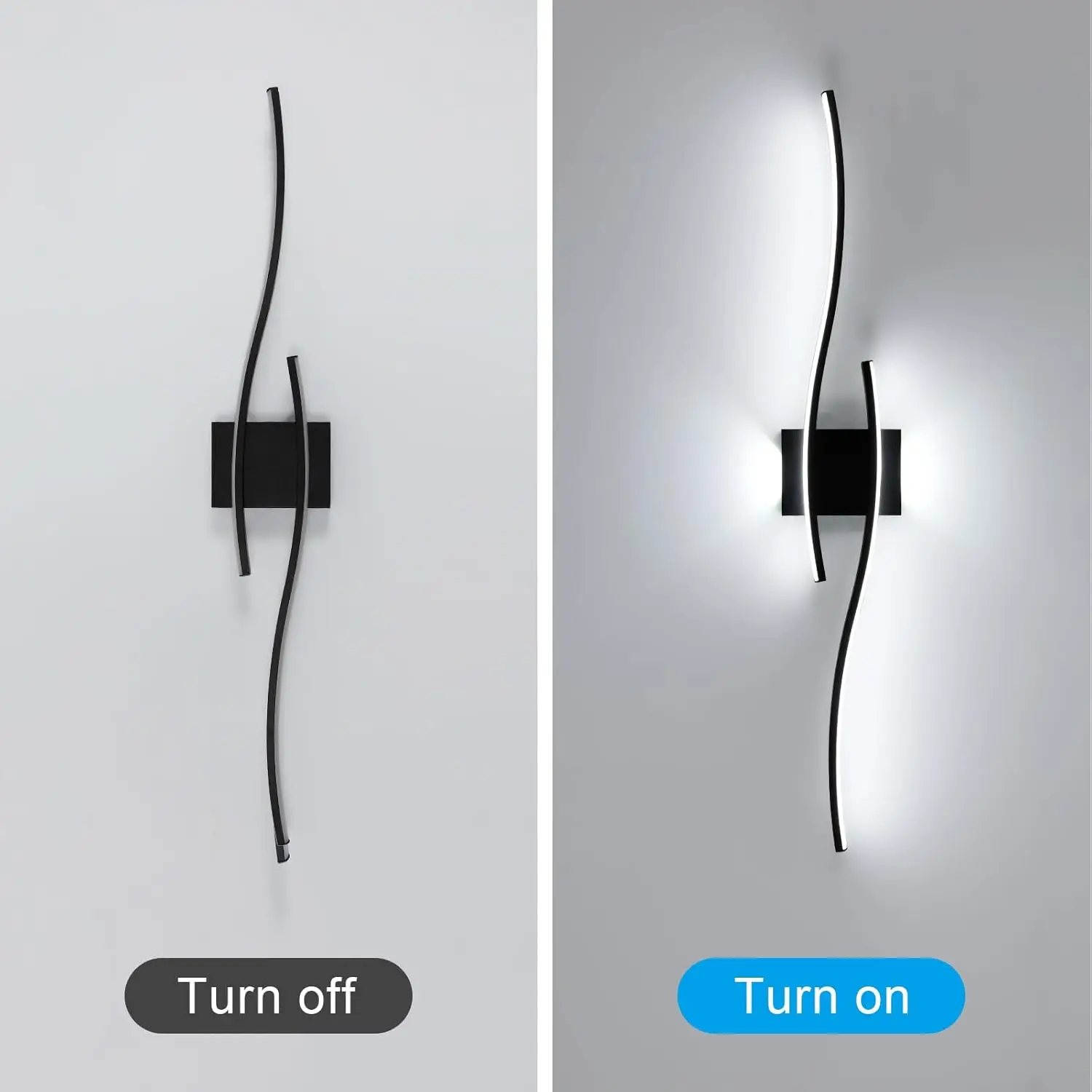 LED-Innenwandleuchte, weißes Licht, 6500 K, schwarze LED-Wandleuchte, LED-Wandleuchte für den Innenbereich für Schlafzimmer, Arbeitszimmer, Flur, Treppen – Detail 2