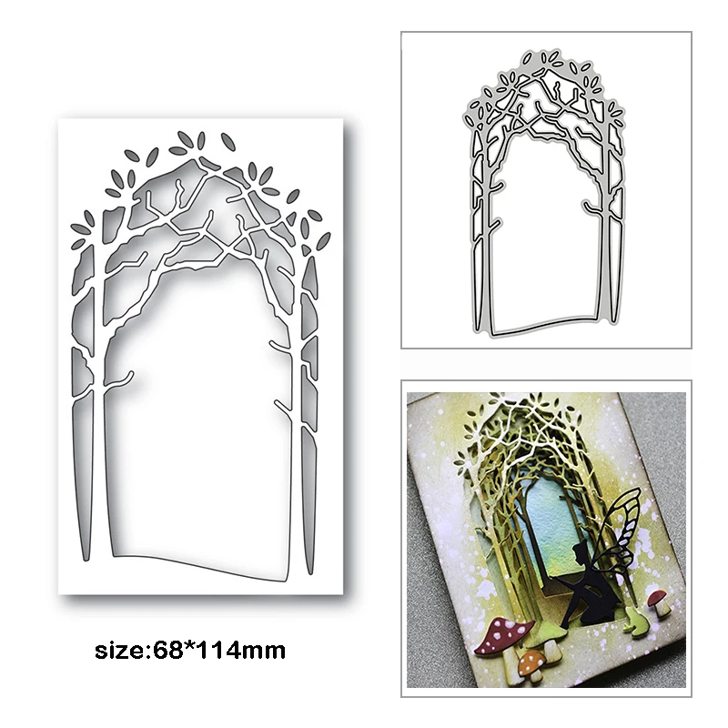 New Arrival Layered Frame Forest Tree Metal Cutting Dies for DIY 2022 Scrapbooking  Pattern Card Making Postcard Clipart Stencil