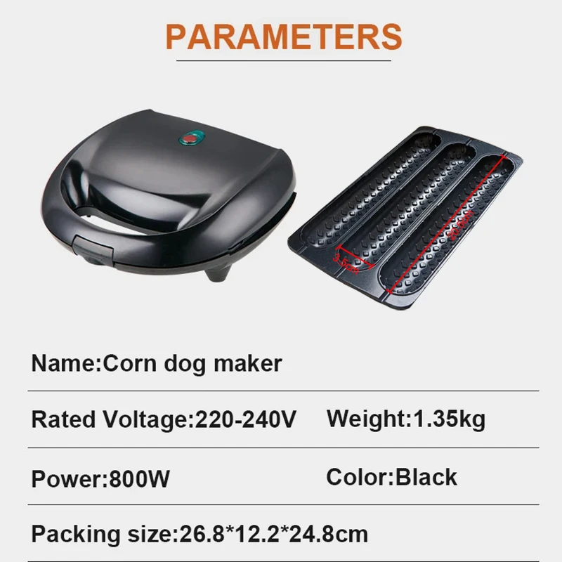 Máquina eléctrica para hacer gofres, minimáquina de desayuno, Pan de perritos calientes, palito de polo, sartén para hornear