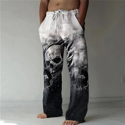 Men's Trousers Summer Pants Beach Pants Drawstring Elastic Waist 3D Print Skull Graphic Prints Casual Daily Holiday Streetwears