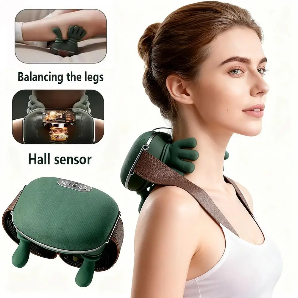 Brushless motor button biomimetic palm neck massager with 3 levels of strength and 2 levels of hot compress