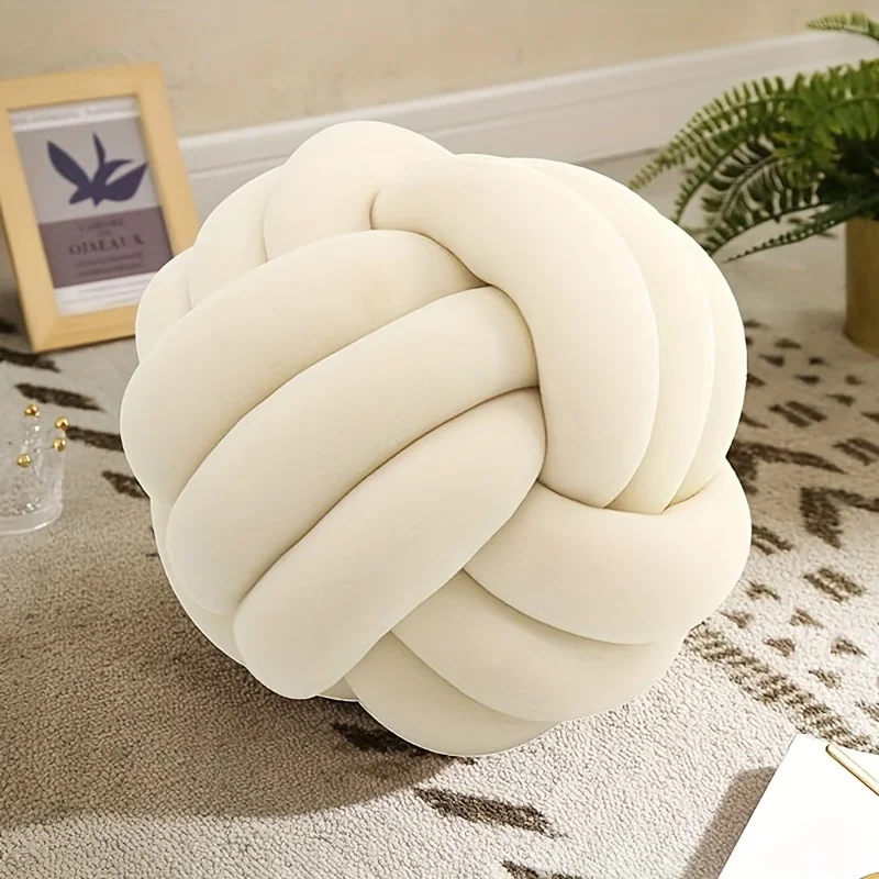 1 Stück Art-Deco-gestreiftes Knotenkissen – handgefertigt, weiches Polyester. Baumwolle, modernes und gemütliches dekoratives Kissen für Zuhause und Sofa, 22,9 x 22,9 cm – Detail 5