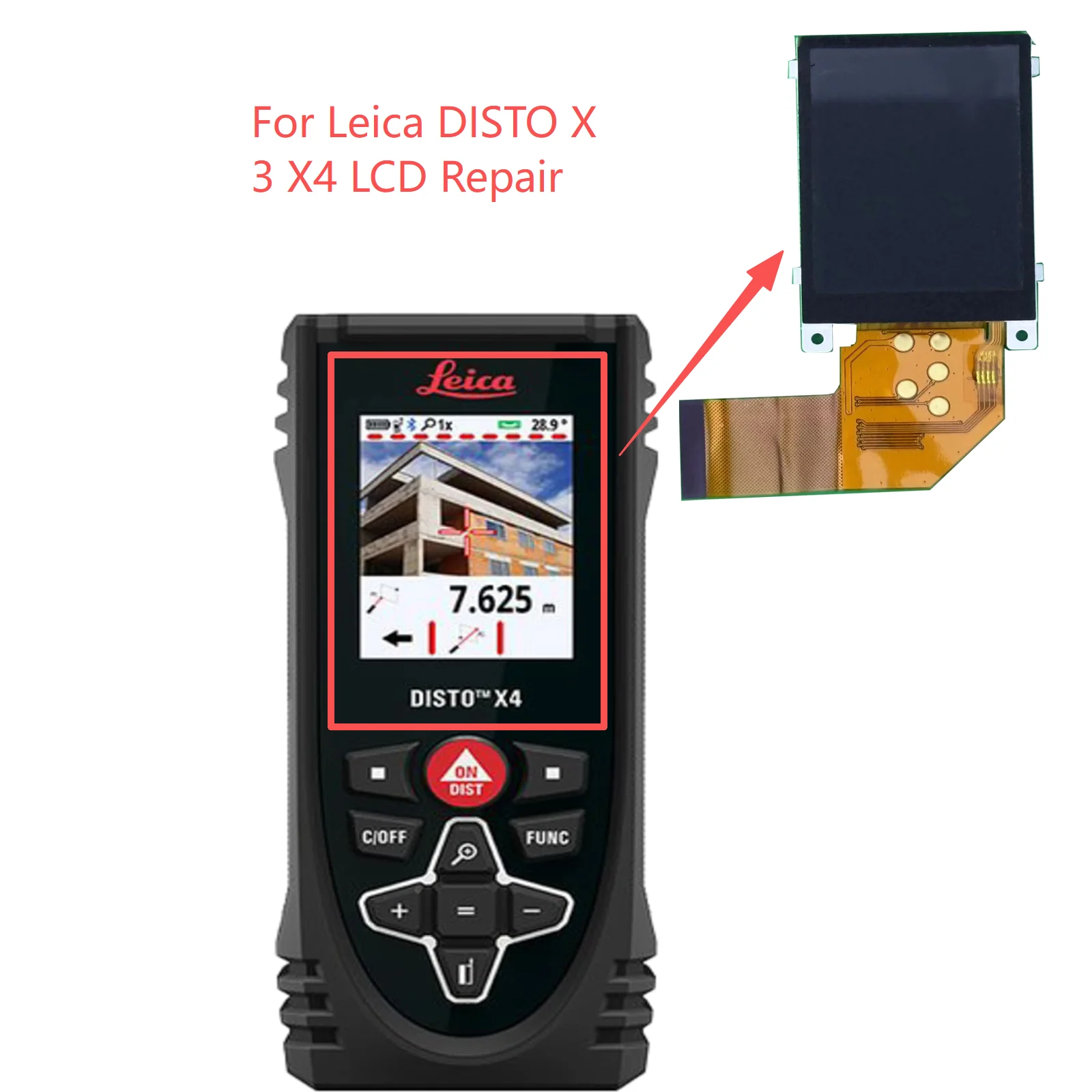 New Original Leica DISTO X3 X4 LCD Screen and Front Shell with keypad and Back Shell with PCB Board Repair