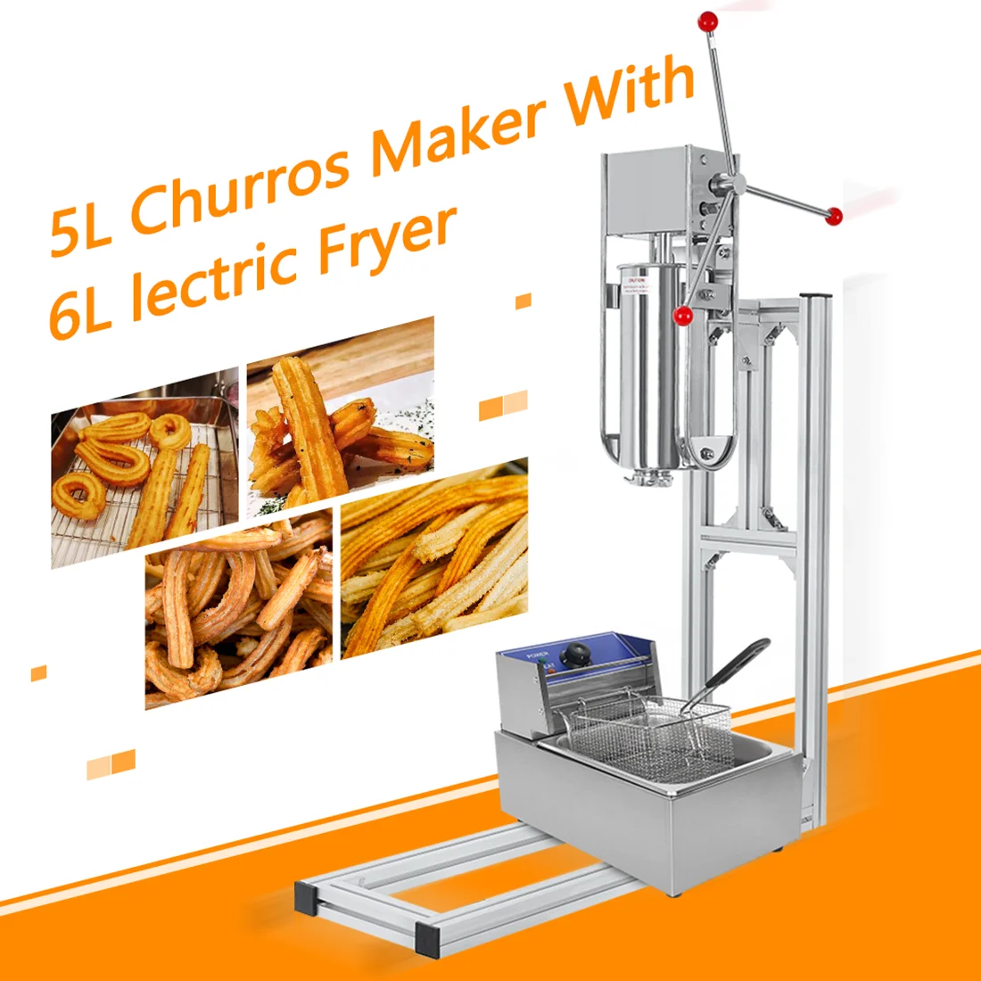 ITOP HOUUROE 5L Spanish Churros Maker Kinnerberry/Jizzy Fruit/Latin Fruit Machine with 6L Electric Fryer Manual Churros Filler