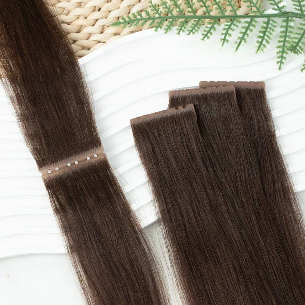 Bruin Onzichtbare Twin Tabs Haar Inslag Human Hair Extensions Recht Injecteren PU Gat Inslag Microlinks XO Inslag Blond 10 stks/pak - afbeelding 2