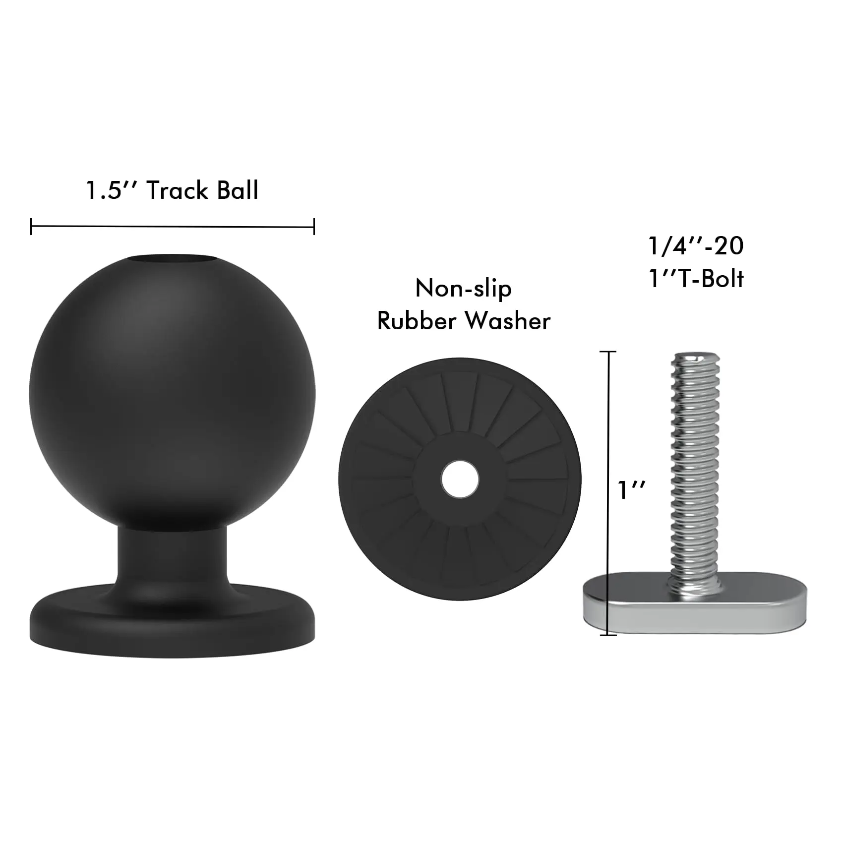 Aventik 1.5In or 1In Track Ball T-Bolt Mount Track Ball with 1/4In 20 x 1 T-Bolt Attachment for Kayaks And Boats