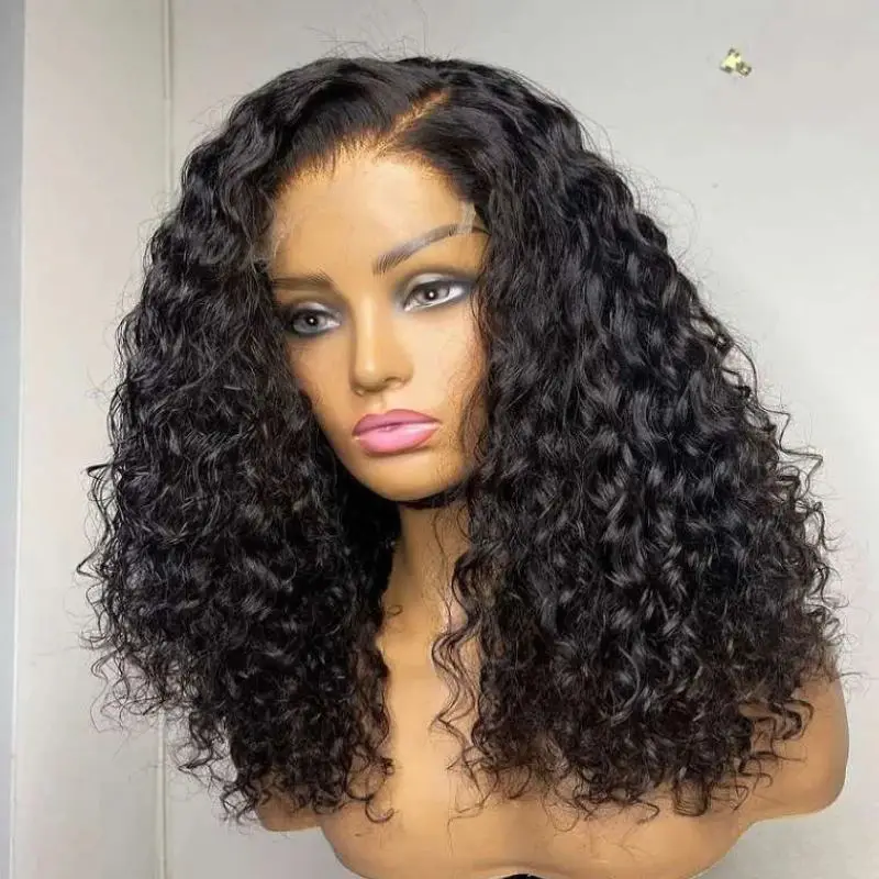 

Short Bob Wig Deep Wave Bob Wigs 13x4 Lace Frontal Wig Human Hair Wig Transparent Wigs Brazilian Human Hair 16Inch For Women