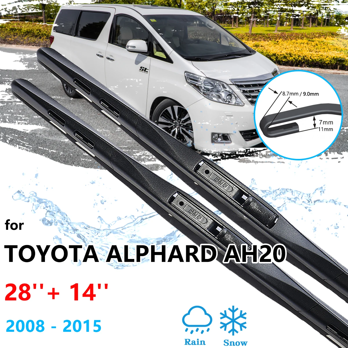 For Toyota Alphard Vellfire AH20 2008~2015 Front Wiper Blades Windscreen Windshield Windows Brushes Car Accessories U J Hook