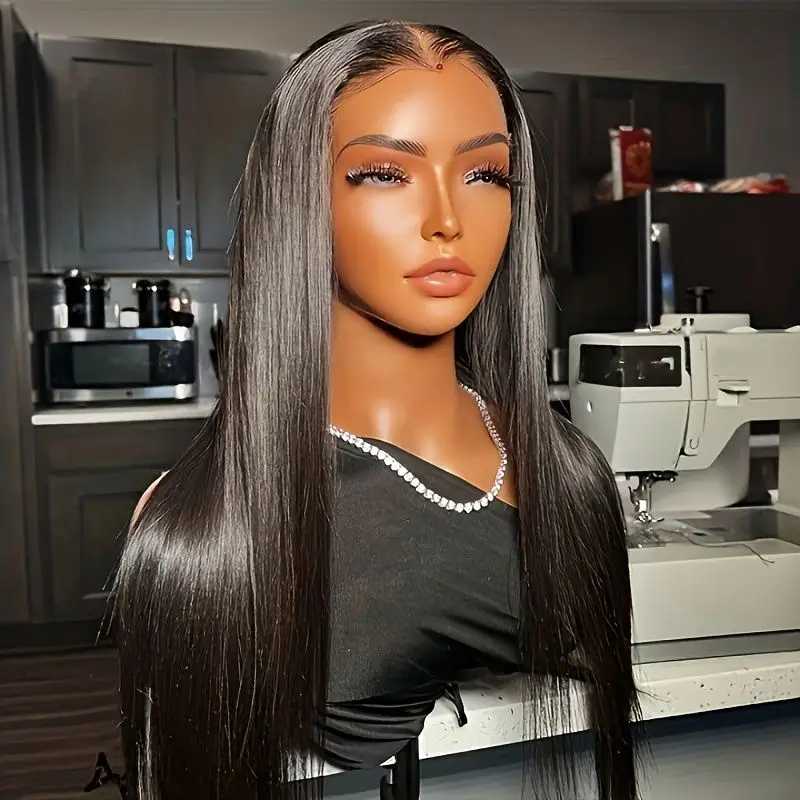 26 Inch Straight Lace Front Wigs Human Hair Pre Plucked 180% Density 13x4 HD human hair lace frontal wig for Women Brazilian