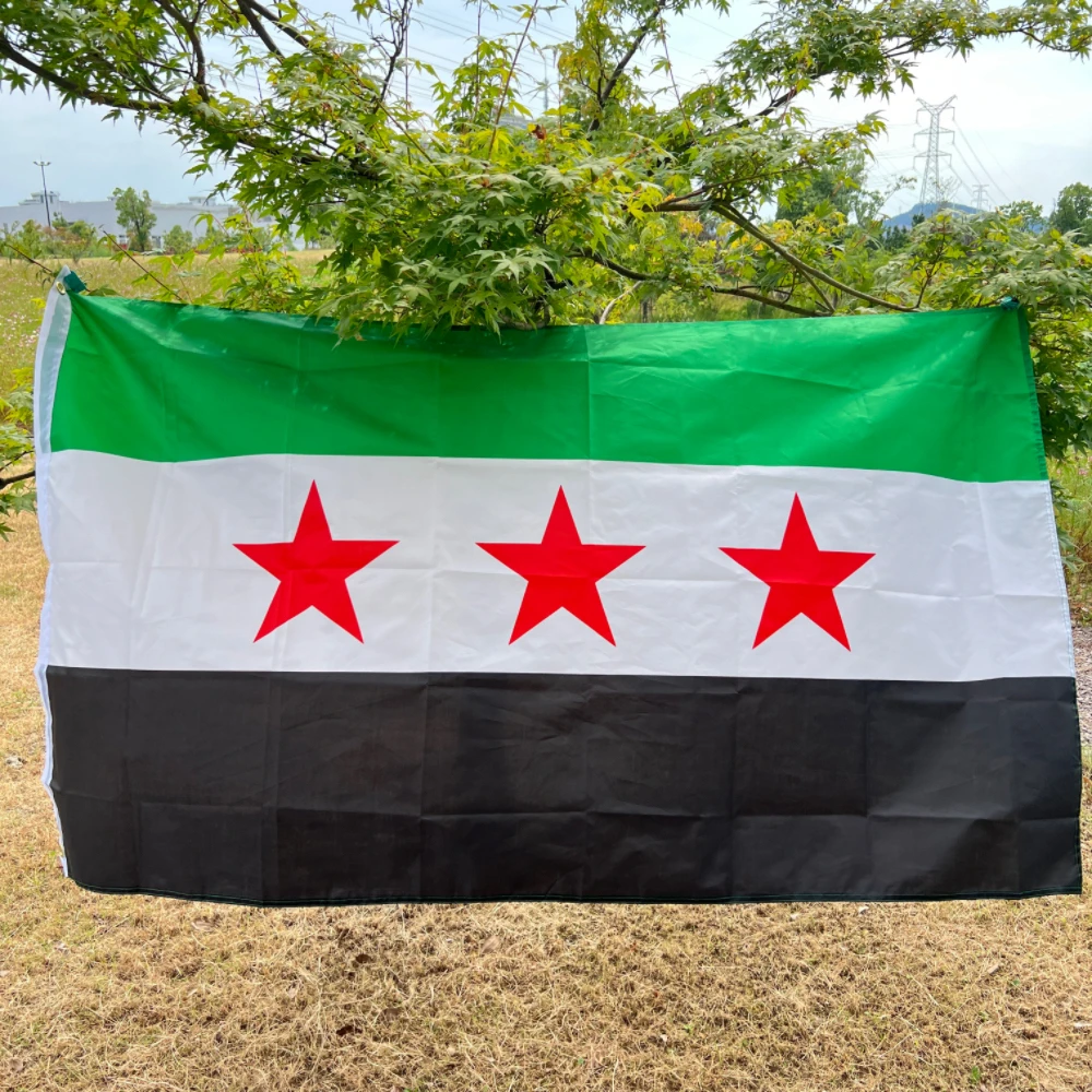 Brand New Syrian Free People Flag 35x59In Syrian Flag Hanging High Quality Polyester National Flag Decorate Big Flag