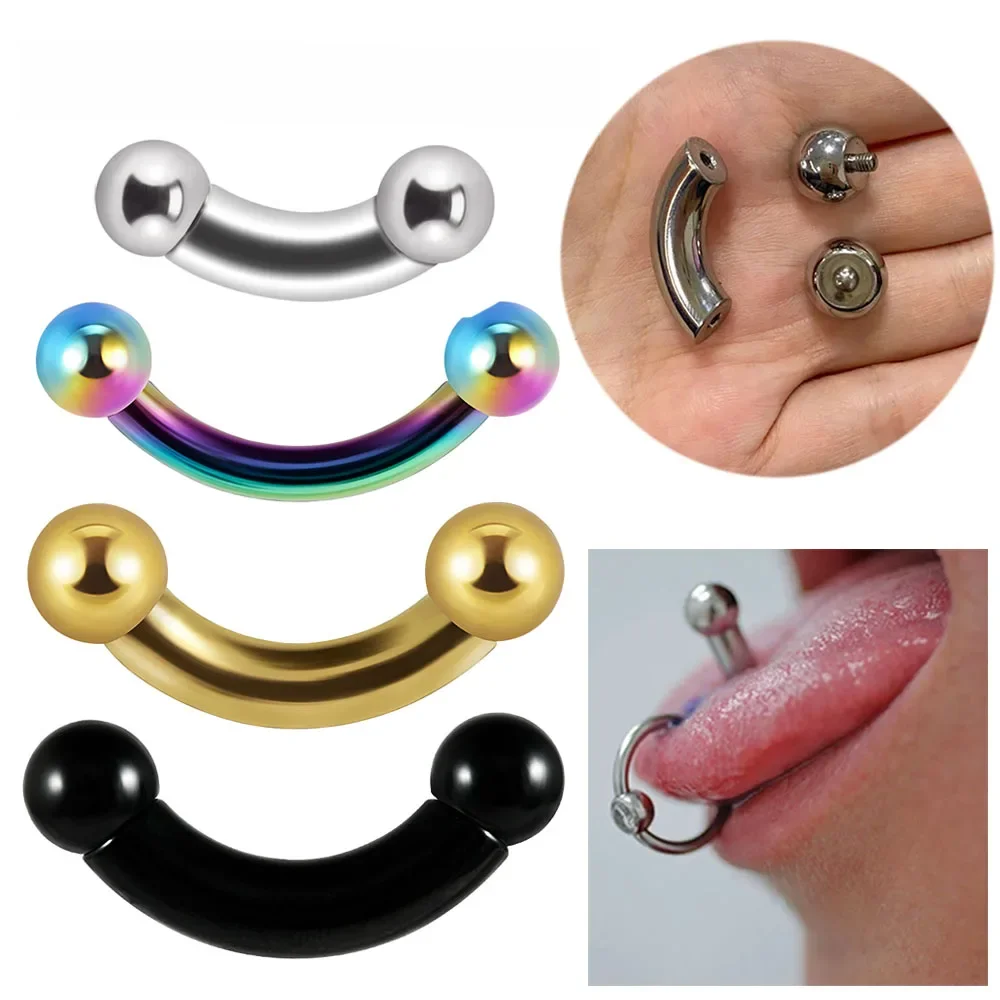 1PCS Chirurgenstahl Große Größe Gebogene Ring Große Gauge Zunge Gebogene barbell Gebogene Banana Gauge Mann Körper Piercing schmuck