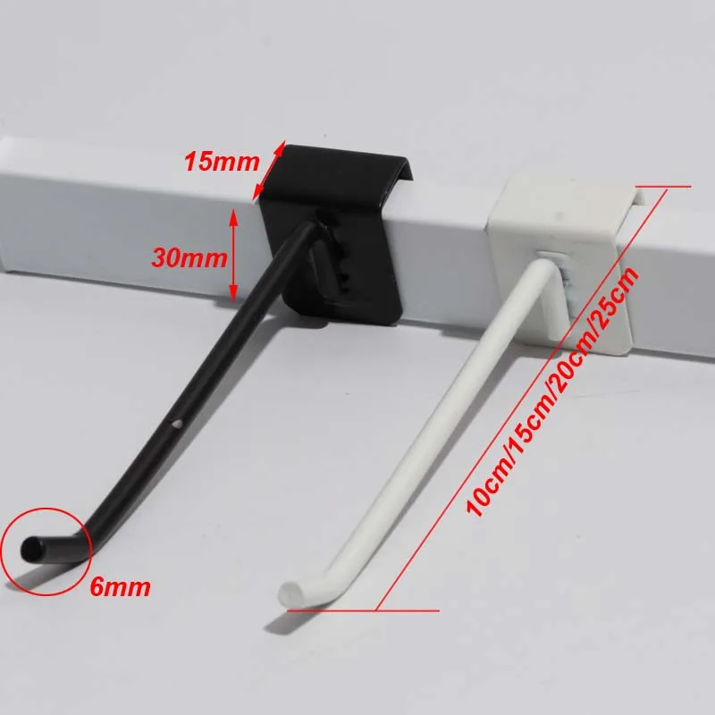 FuWell  Display Hook for 15x30mm Square Tube 6mm Wire Diameter Grid Wall Bracket Supermarket Store Slatwall Display Hook