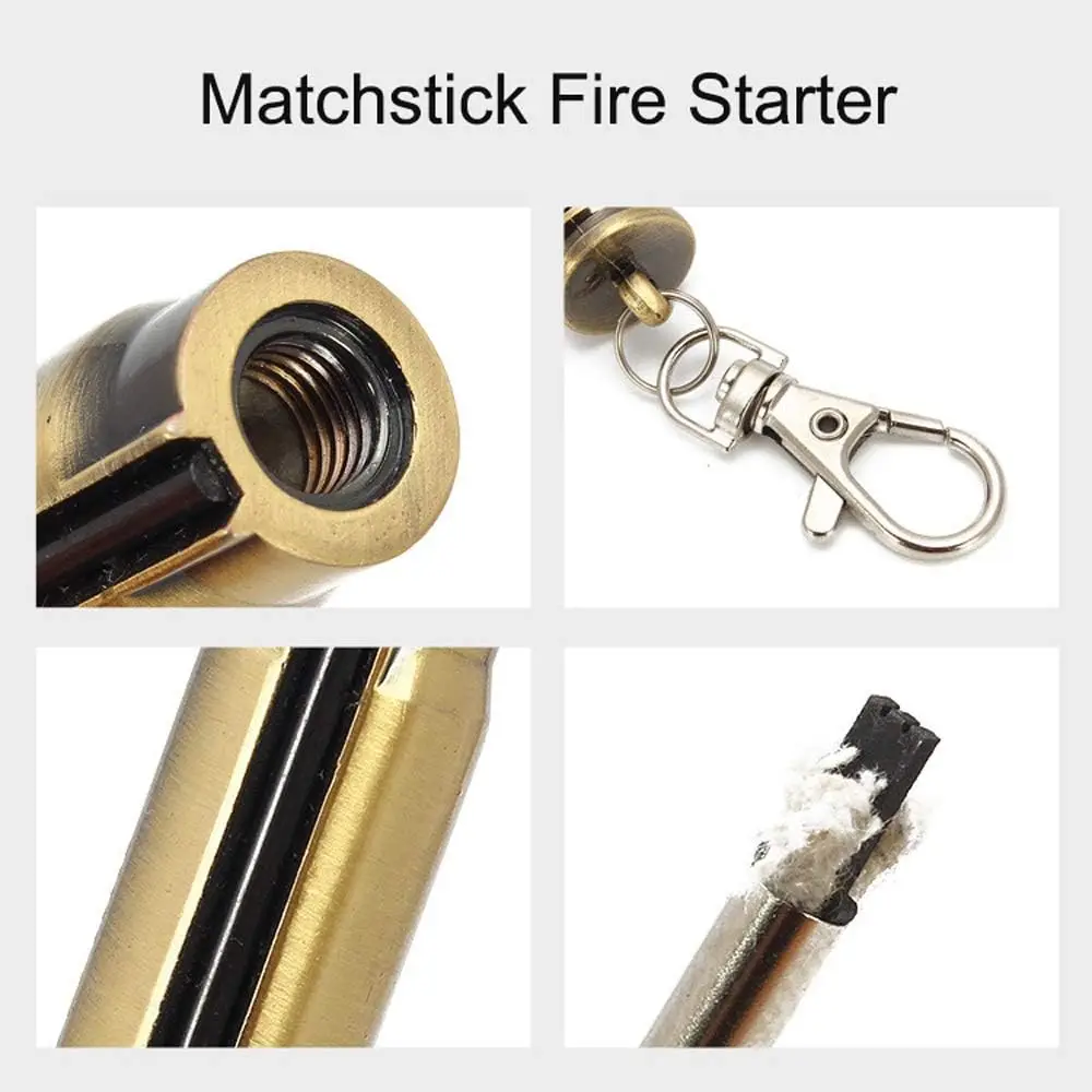 Match Bullet Metal Key chain lighter, Reusable Survival Fire Starter Lighter, Emergency Waterproof Gift