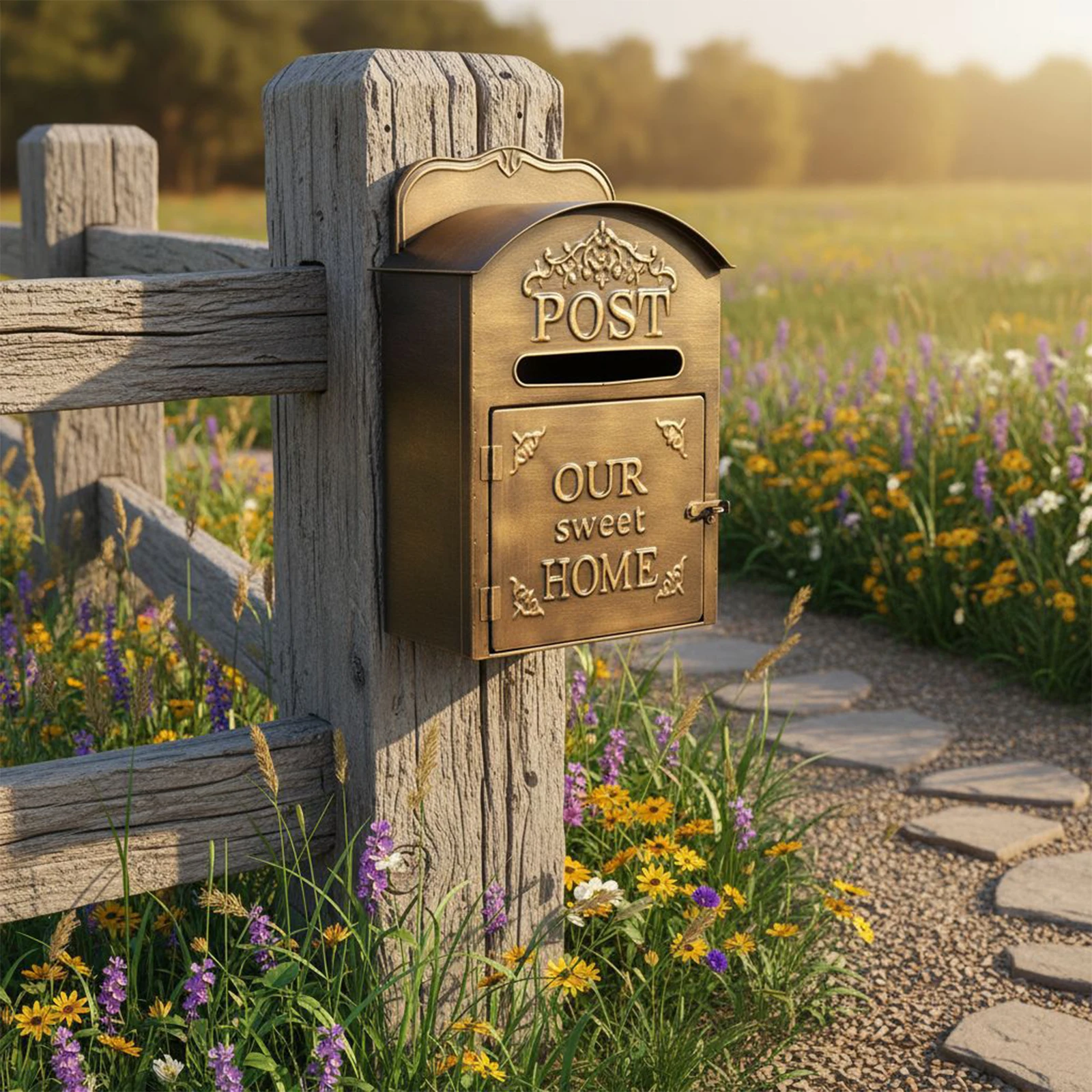 Wall Mounted Mailbox Vintage Style Letter Box Metal Mail Box for Home Farmhouse Garden Yard Entryway Newspaper Mail Organizer