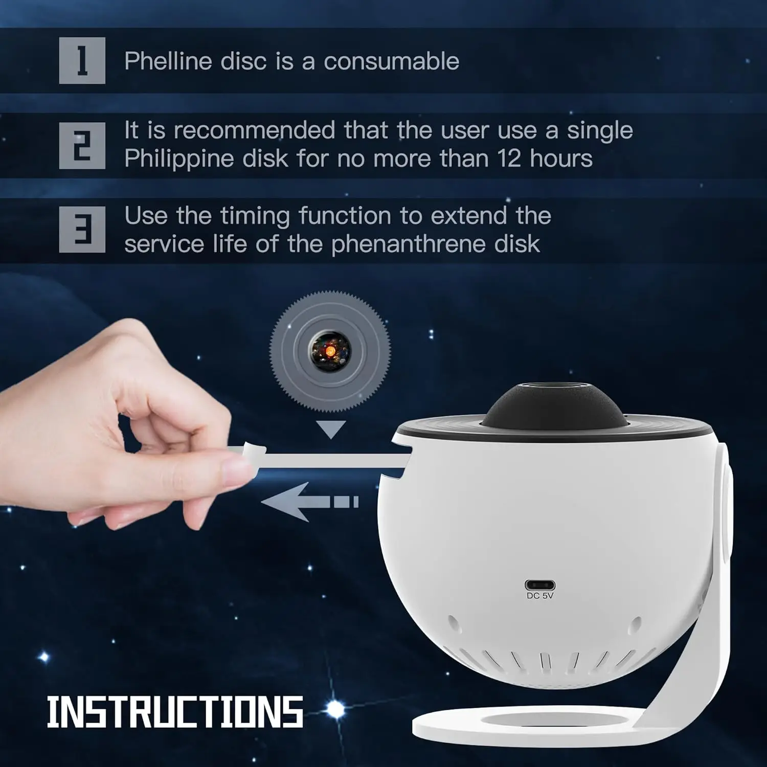 Planetarium Projection Night Light 360° Rotate Star Projector With 15 kinds of natural noises to help you sleep Galaxy Projector