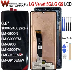 For LG G9 ThinQ LCD Display Touch Screen Digitizer Assembly With Frame For LG Velvet 5G LCD Display Phone Repair Screen + Tools