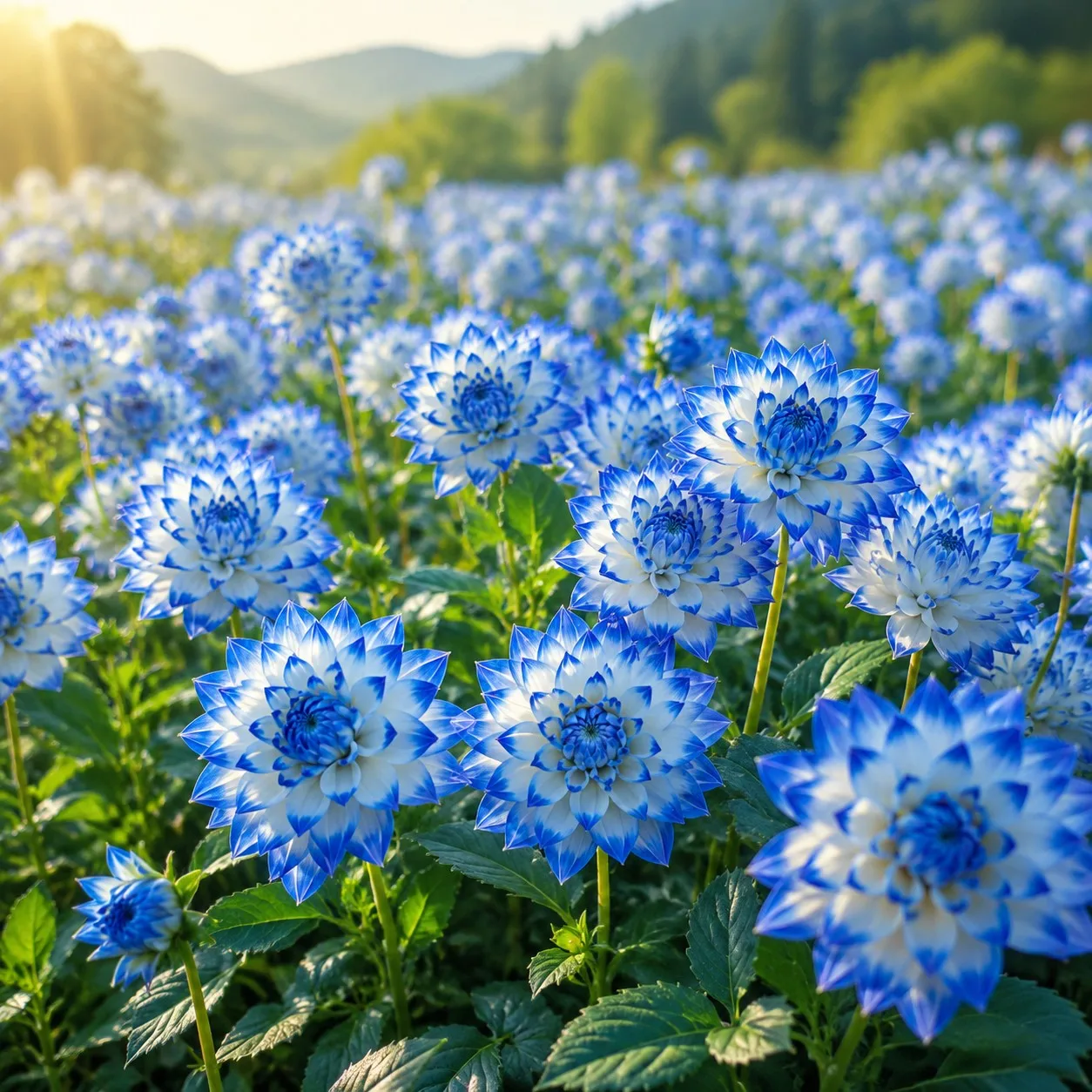 107Pcs Semillas Dalia Azul Blanca Flor Maceta Jardín Casa Patio Balcón