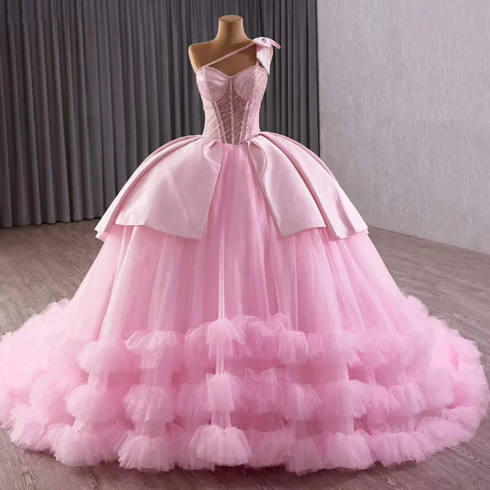 

Vestido Quinceañera 2025, роскошное длинное вечернее платье для выпускного вечера на бретельках со шнуровкой сзади и блестками для особых случаев