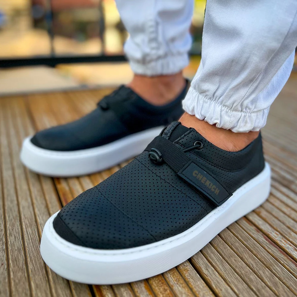 

FOH Store Men Shoes BT BLACK Color Non Leather Elastic Band 2023 Spring and Fall Seasons New Fashion Casual Breathable Sneakers Suits Comfortable Solid Sole Office Fashion Wedding Walking Lightweight 147