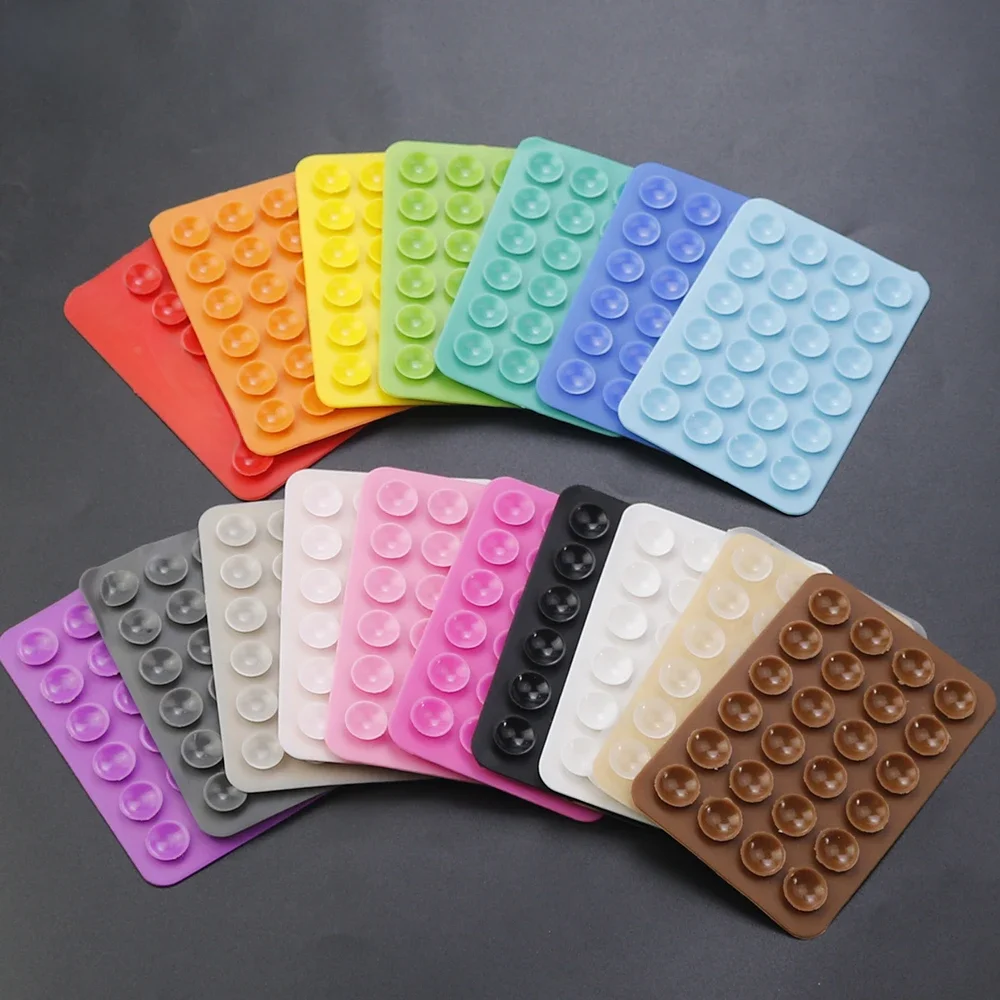 Ventouse en Silicone épais, 2 pièces, 24 ventouses carrées, pour téléphone portable, tablette, bagages, ventouse, chargeur universel, étui en cuir