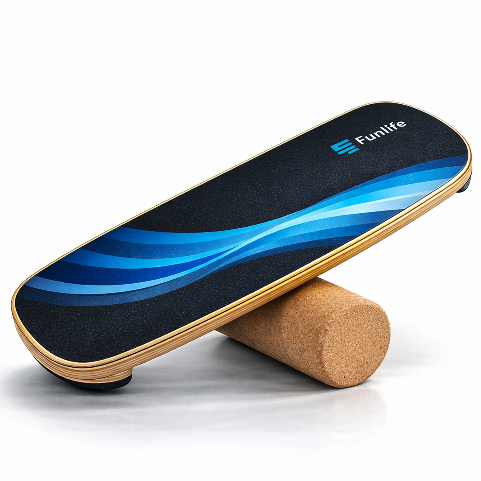 FunLife Balance Board aus Birkenholz mit Rolle – Balance Trainer für Core Training, Gleichgewicht, Koordination, Surf-, Skate- & Snowboard Training, Rutschfest