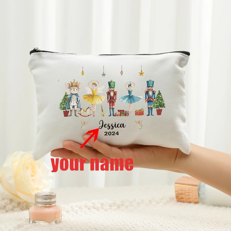 custom name Nutcracker pattern Makeup Bag, Travel Toilet Storage Bag, travel gift for man woman