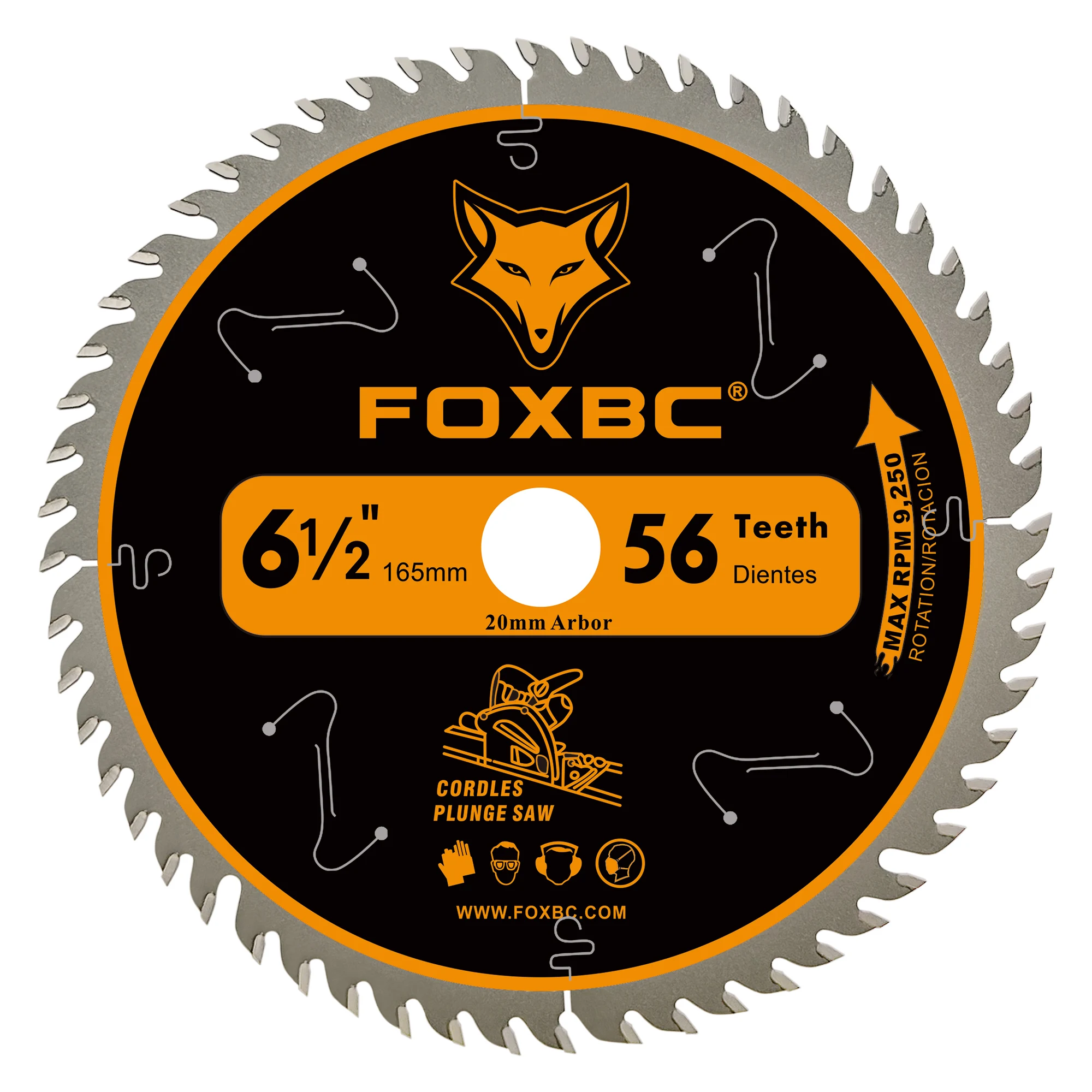 FOXBC 165mm Carbide-Tipped Track Saw Blade for Makita B-07353 Plunge Circular Saw Wen CT1065 Replacement for Makita B-5734 1pcs