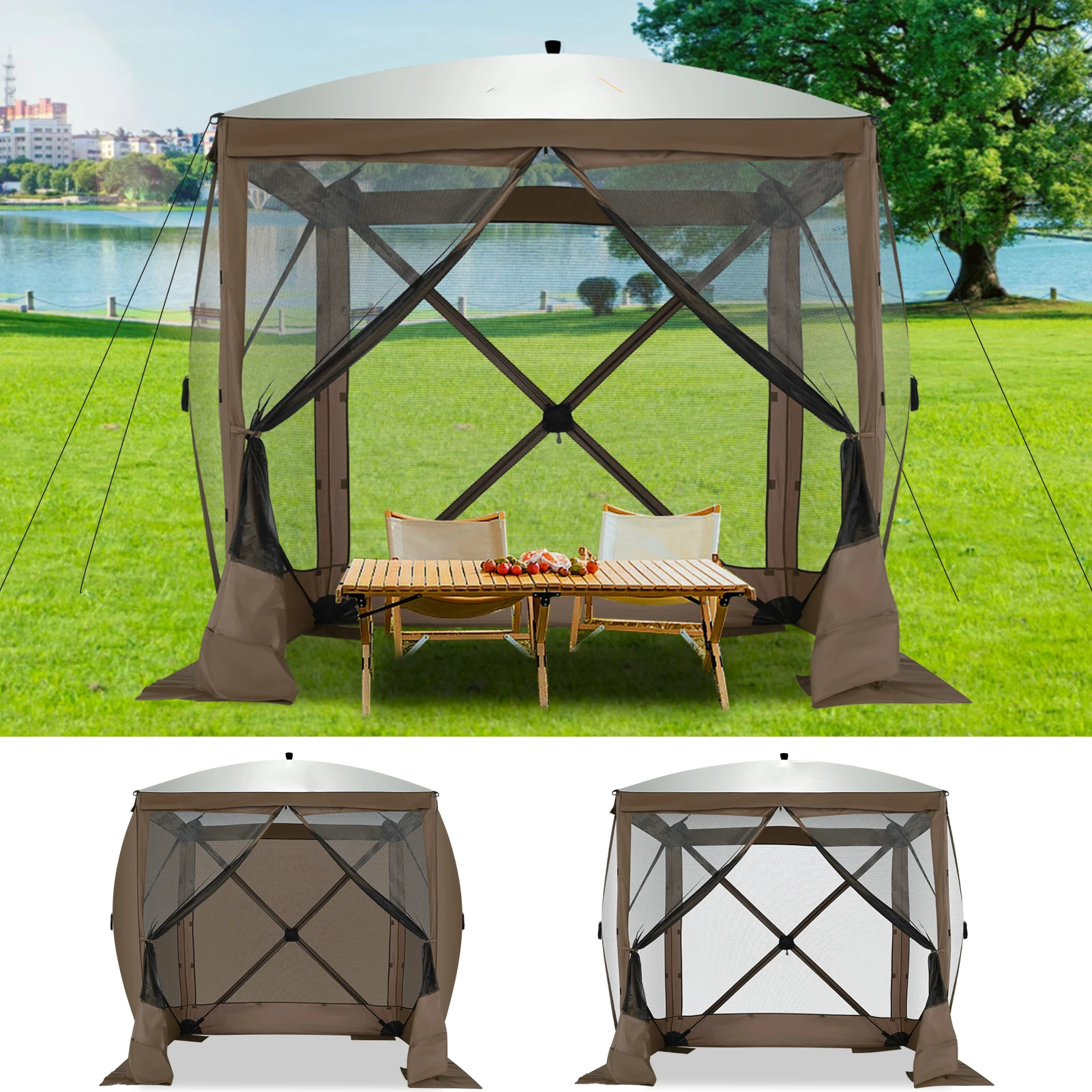 

Pop Up Gazebo Screen Tent Screen House for Camping, 8x8FT Screen Room with Sidewalls and Mosquito Netting, Hub Tent Instant