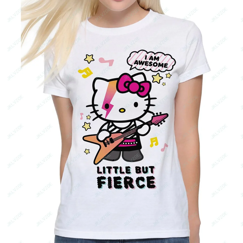 New Hot Sale Kuromi Hello Kitty Women Adults Casual Cotton Top Hip Hop Fashion Cute Tee Lady Short Sleeves Clothes