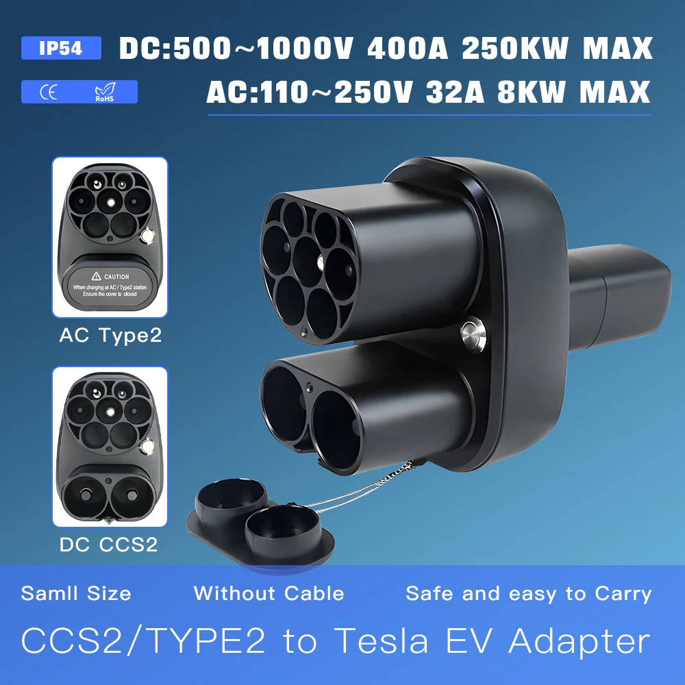 BOSDANTUN CCS2 to Tesla DC&AC EV Charger Adapter AC 32A DC 400A CCS2 to Tesla Model Y/S/3/X Electric Vehicle Charging 500V-1000V