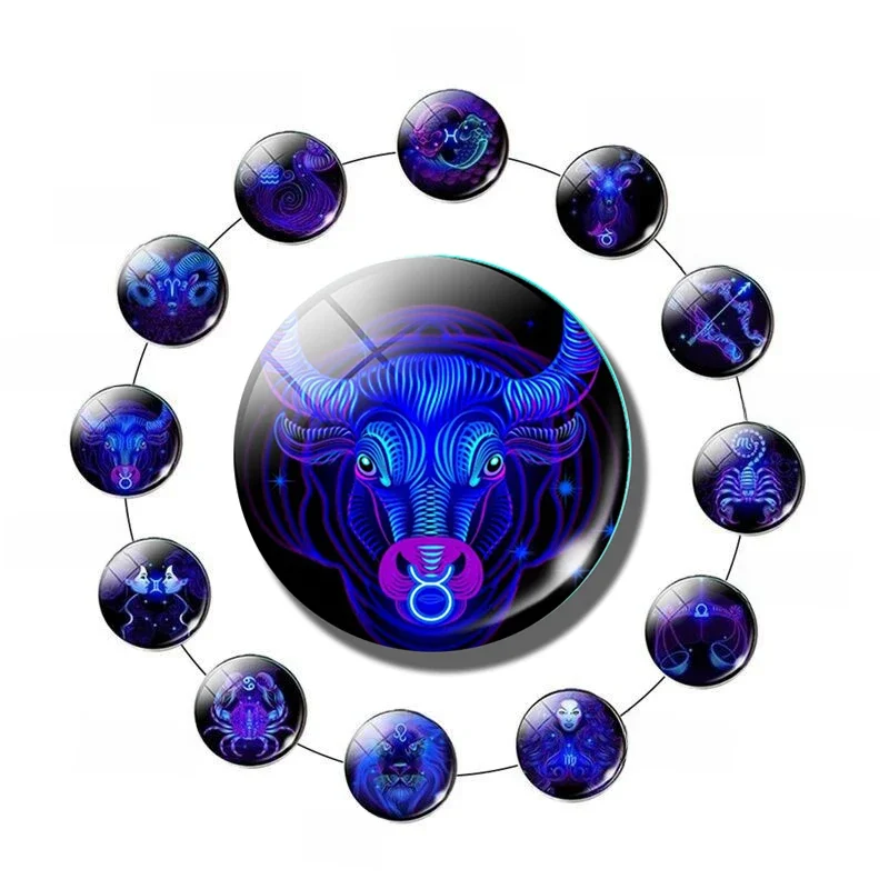 Taurus lodówka magnes znak zodiaku naklejki na lodówkę magnetyczne 12 konstelacji baran Gemini ryby koziorożec gwiazda znak — zdjęcie 2