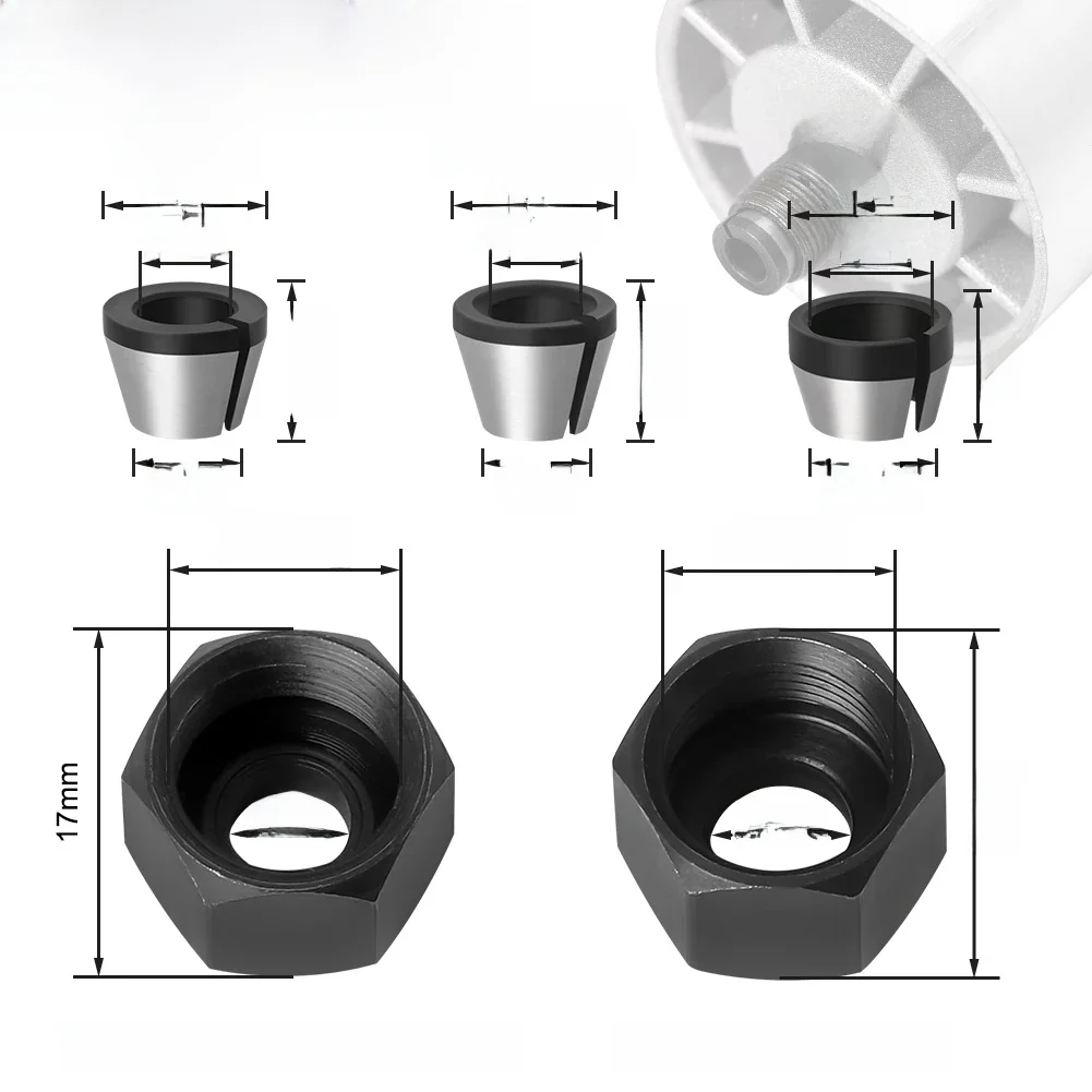 Mandrin à pince avec écrou, Machine de gravure et de découpage, routeur électrique, accessoires de fraise, 6mm, 6.35mm, 8mm, 2 pièces