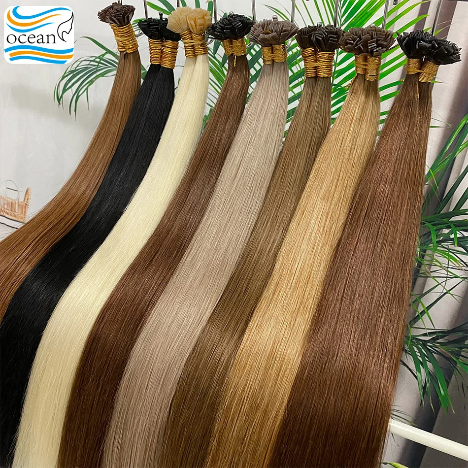 

Прямые 100% человеческие волосы для наращивания от Fusion, кератиновые капсулы с плоским кончиком, 0,8 г-1 г/прядь, натуральное наращивание волос, цвет омбре, светлый цвет