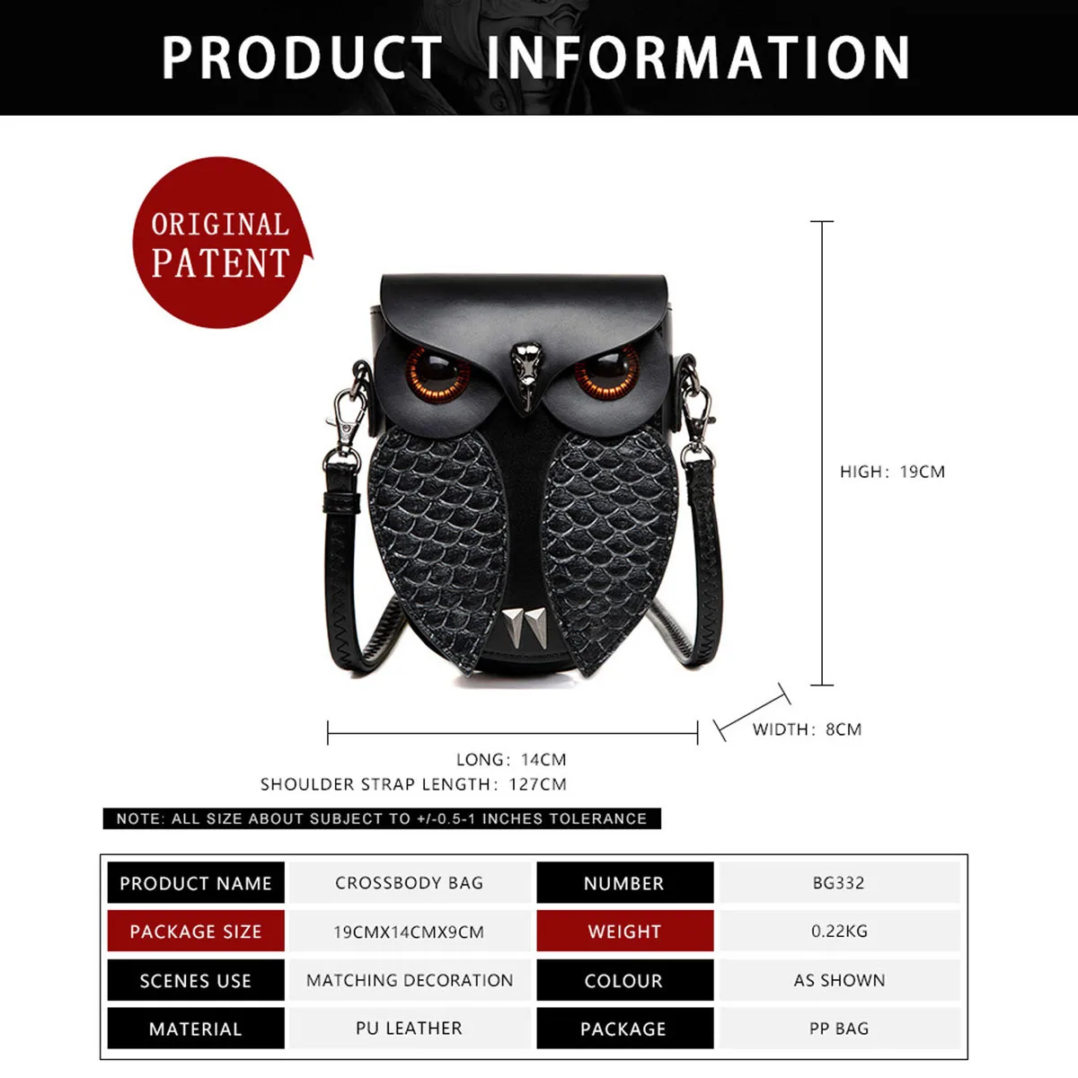 Chic Vintage Owl Shaped Women's Shoulder Bag PU Flip Women's Steampunk Owl Crossbody Small Bag with Adjustable Shoulder Strap