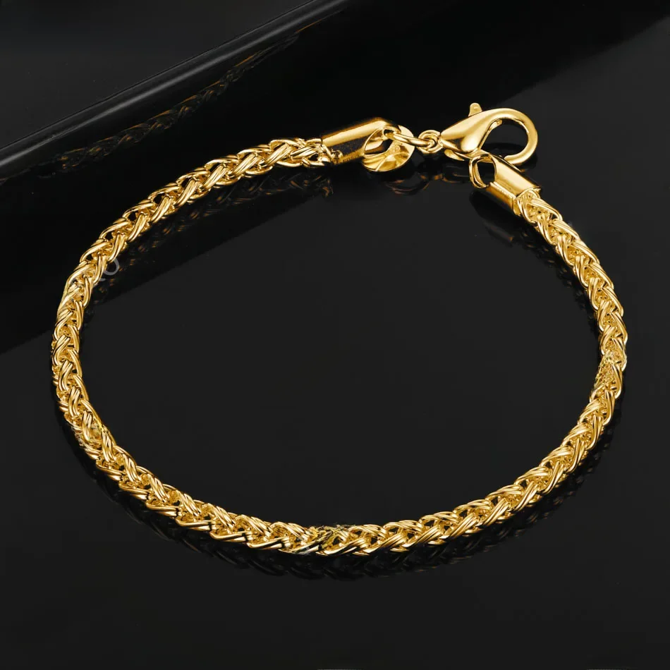 ALIZERO 925 Sterling Silver 18K Gold 4mm Bransoletki łańcuszkowe dla kobiet Mężczyźni Moda Ślub Bankiet Impreza Prezent Charms Biżuteria — zdjęcie 2