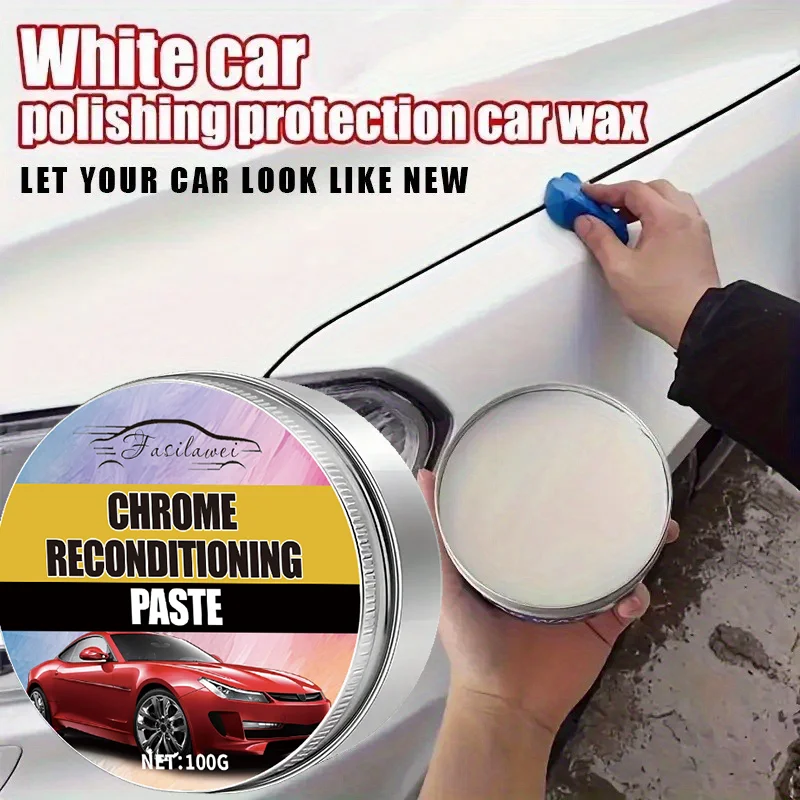 Cera blanca para coche, pasta protectora para pintura de coche, reparación de arañazos, mejora el brillo y restaura el brillo, efecto duradero, adecuada para