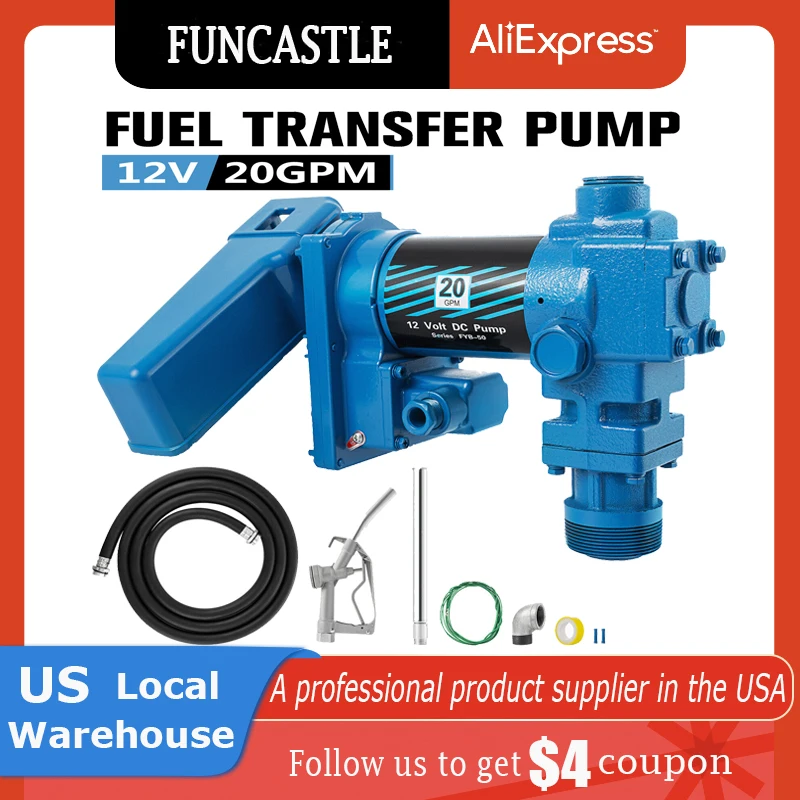 Diesel Fuel Transfer Pump Kit, Portable Electric Self Priming Fuel Transfer Extractor, Applicable for Refueling, 20GPM, 12V DC